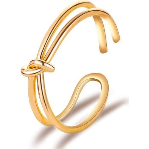 Meetvii 2020 New Simple Metal Knotted Geometric Irregular Rings for Women Gold Silver Color Opening Rings Party Jewelry Gifts