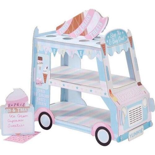 Ice Cream Van Stand Cars Display Stand Cupcakes Event Party Disposable Birthday Decoration Cupcake Sugar Sweets Crafts Display-A
