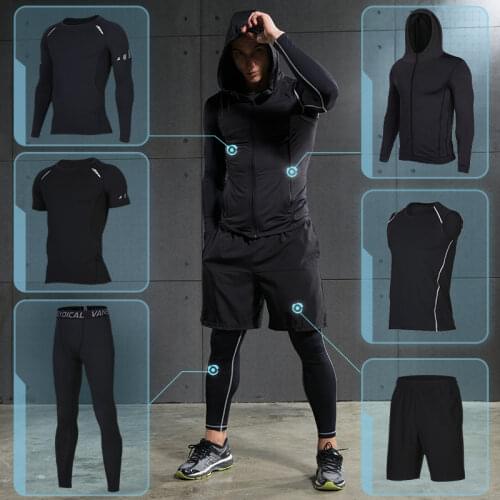 GYM Tights Sports Mens Compression Sportswear Suits training Clothes Suits workout jogging Sports clothing Tracksuit Dry Fit
