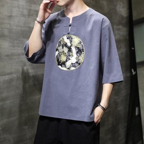 2020 Summer Chinese Shirts Hanfu Asian Clothes Cheongsam Top Tai Chi Male Tangsuit Traditional Chinese Clothing For Men 10896