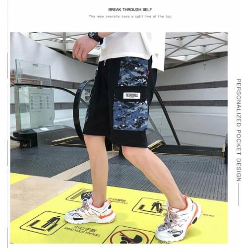 Mens Prints shorts Summer Casual Drawstring Breathable Straight Cargo Shorts High Quality Male Elastic waist short Homme