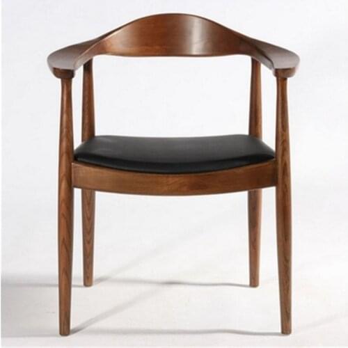 Nordic Solid Wood Home Study Restaurant Dining Chair Meeting Negotiation Office Armrest sofa chair living room leather