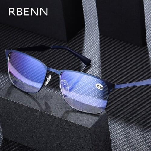 RBENN 2020 New Metal Frame Reading Glasses Men Anti Blue Light Business Presbyopia Glasses For Male Computer Reader +1.75 2.25
