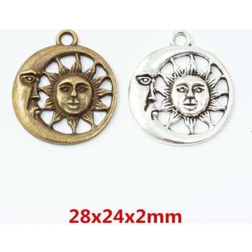 30 pieces of retro metal zinc alloy Sun moon pendant for DIY handmade jewelry necklace making 6785