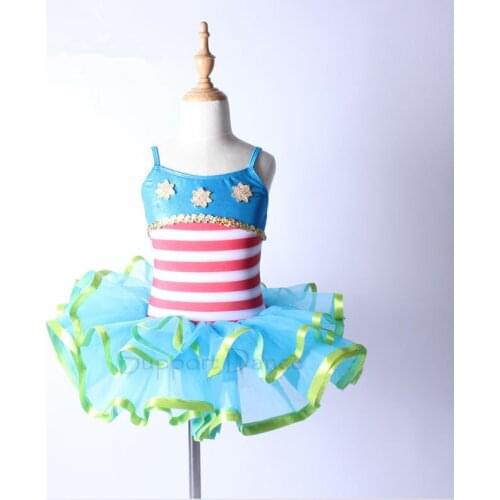 Support Dance Girls Navy Style Professional Ballet Tutu Dress Kids Dance Costume C124