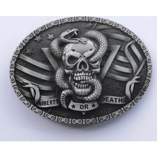 New Dsegin Skull And Snake Belt Buckle Oval Silver Metal For 4cm Wide Belt Men Jeans accessories