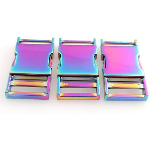 25mm/1" Rainbow Metal Release Side Buckle quick adjustable belt strap lock buckle for dog collar backpack hardware luggage
