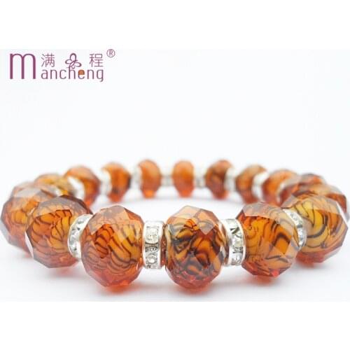 Adjustable Silver plated diamond Brown crystal chain bracelet Aromatherapy Diffuser Kaleidoscope Zebra Texture Crystal bracelets