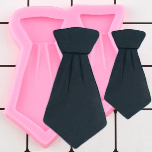 DIY Tie Shape Silicone Mold Baby Birthday Cupcake Topper Fondant Cake Decorating Tools Candy Resin Mold Chocolate Gumpaste Mould