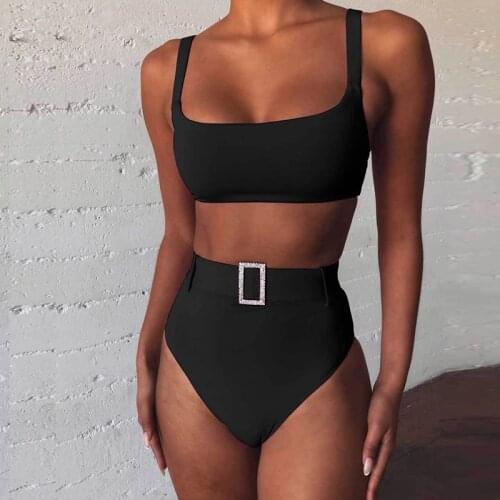 Sexy High Waist Solid Color Women Bikini Set Two Piece Fashion Brazilian Beachwear Bathing Suit 2021 Push Up Summer Swimwear Set
