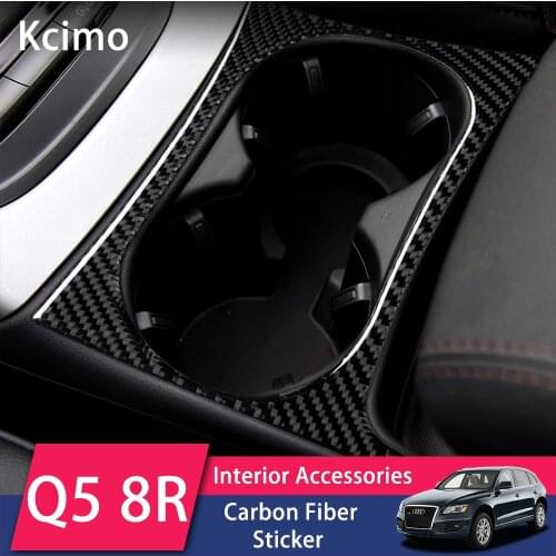 Car Styling Interior Carbon Fiber Stickers For Audi Q5 2010-2018 SQ5 2013-2017 Water Cup Holder Panel Trim Decals Accessories