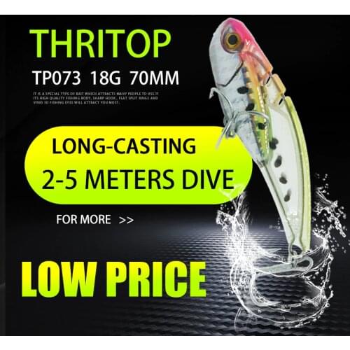 Thritop 1PCS 70mm 18g New Fishing Lure Hard Bait Fishing Tackle Tremble Hook Fishing Tool Artificial VIB Sinking Lure TP073