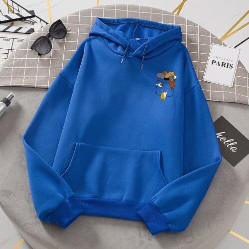 Cartoon Cat Crawling Print Womens Men Hoody Loose Vintage Clothes Autumn Casual Hoodies New Crewneck Pullover Hoodie