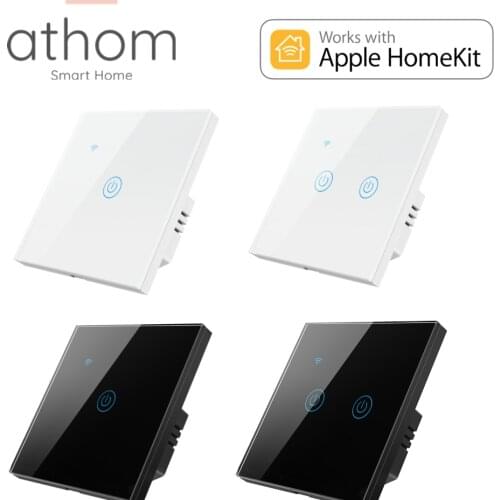 ATHOM Homekit No Neutral Needed WiFi EU Standard Smart Switch Touch Key Siri Voice Control Work with Home Assistant