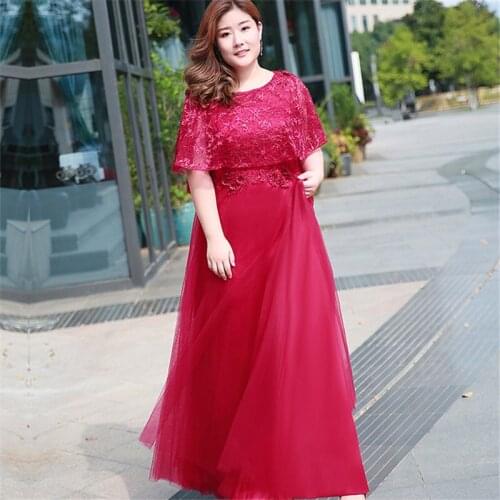 Evening Dresses O-neck Burgundy Appliques Wrap Crystal A-line Floor-length Plus size Customized Women Formal Party Dress T064