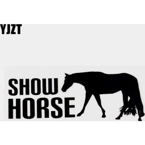 YJZT 16CMX6CM Fashion Show Horse Vinyl Car-styling Car Sticker Decal Black/Silver 8C-0142