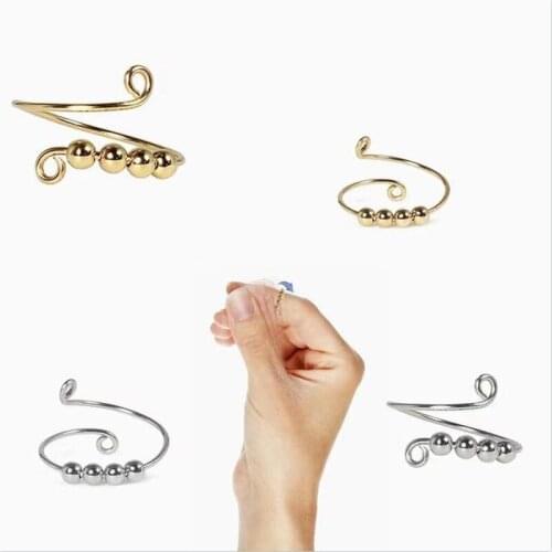 Anxiety Ring For Women Fidget Spinner Rings Anxiety Bead Ring Rotate Freely Anti Stress Single Coil Spiral Fidget Ring Jewelry