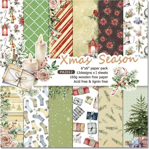 ZFPARTY 12 Sheets Xmas Season Scrapbooking Pads Paper Origami Art Background Paper Card Making DIY Scrapbook Paper Craft