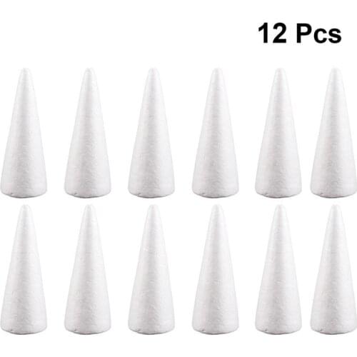 12pcs 10cm White Solid DIY Cone Children Handmade Craft Cone Accessories For Home Craft Christmas Foam Cone DIY Decoration