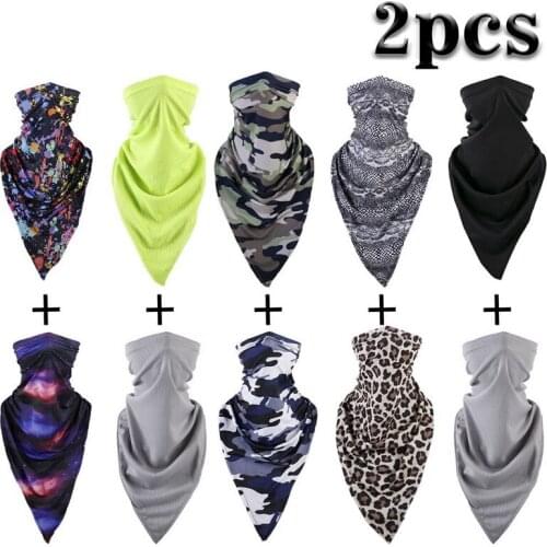 2PCS Thin Breathable Soft Scarf Neck Gaiter Face Cover Bicycle Ski Tube Head Shield Sunscreen Headband Men Women