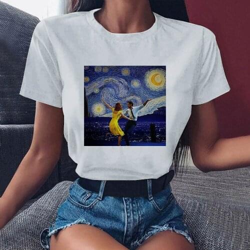 2021 Women Tshirt Streetwear Abstract Graphic T Shirt Femme Tops O-neck White Base Tees Funny Girls 90s Ladies tshirts Plus Size