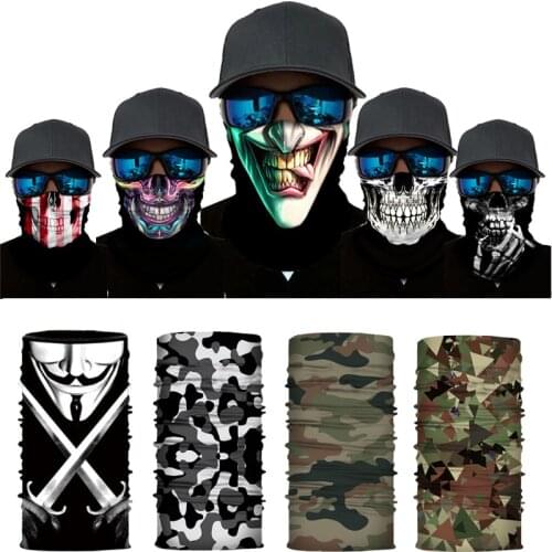 3D Joker Skull Motorcycle Tube Bandana Motor Bike Headwear Scarf Cycling Neck Headband Face Shield Helmet Bandana Motera Cap