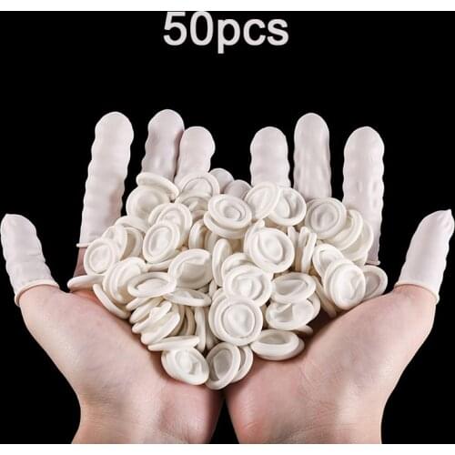 50Pcs Reusable Fingertips Finger Cover Natural Rubber Gloves Non-slip Latex Finger Cots Protector Gloves Disposable Nail Tool