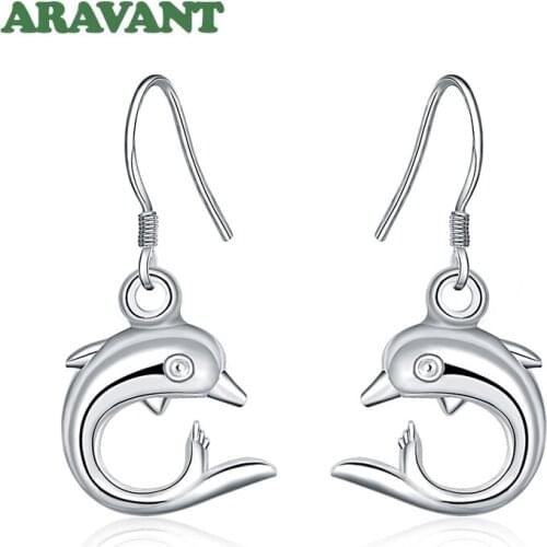 925 Silver Dangle Earring Cute Dolphin Earrings For Women Girls Fashion Earring Jewerly Gifts