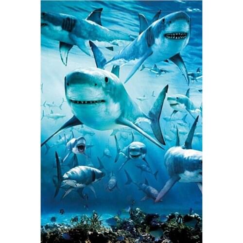 Shark Group DIY diamond painting full round Marine life shark diamond embroidery Marine Animals diamond mosaic full square