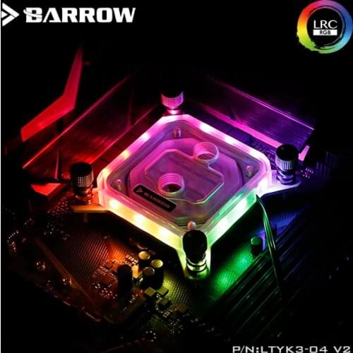 Barrow LTYK3-04-V2 CPU water block for INTEL Platform,jetting micro waterway,Acrylic Aurora,for water cooler building