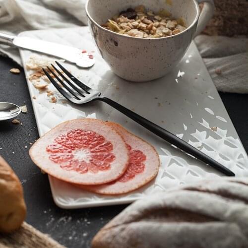 Brand Creative Bakeware Candy Nut Small Snacks Dinnerware Cutlery Rectangle Ceramic Plate Dish White Dessert Dishes Bread Plates