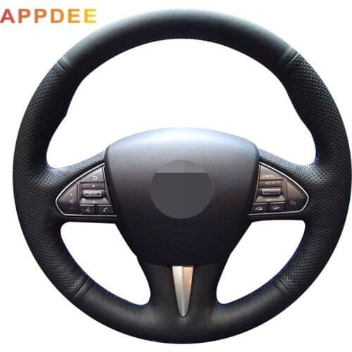 Handsewing Black Artificial Leather Steering Wheel Covers for Infiniti Q50 2014 2015 2016 2017 QX50 2015 2016 2017