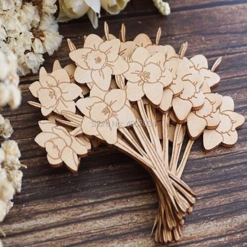 Wooden Daffodil Bunch Leaves Craft Shape Ply Flowers Trees Gardening