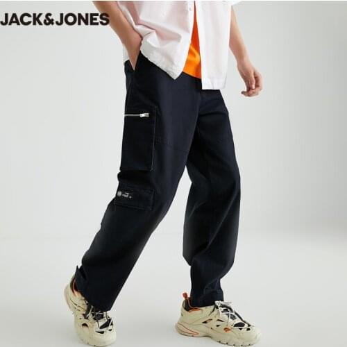 JackJones Mens New Arrival Stripe Big Pocket Straight fit Stretch Cargo Jeans | 220432014