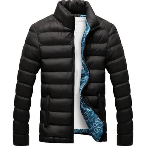 Jackets Plus Size Men Solid Color Zip Stand Collar Long Sleeve Jacket Cotton Padded Coat