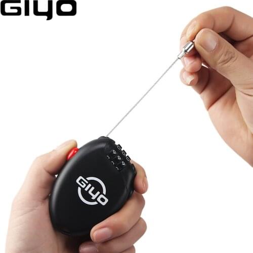 GIYO Mini Bicycle Cable Lock 3 Digit Combination Code Bike Lock 62cm Retractable Steel Wire for Luggage Ski Snowboard Stroller