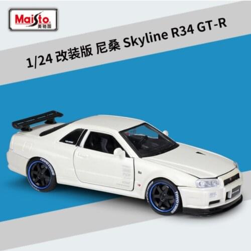 Maisto1:24 Tokyo MOD Nissan Skyline R34 GT-R Alloy Car Model Handicraft Decoration Collection Toy Tool Gift Die-casting