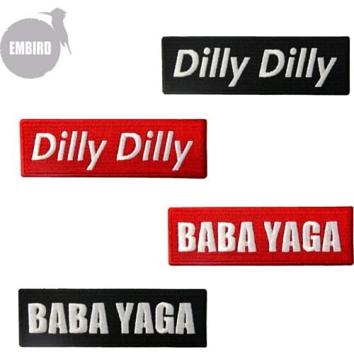 Embird patches Embroidered iron on applique letters Dilly Dilly Baba Yaga handmade 3D applique accessories for girls patches
