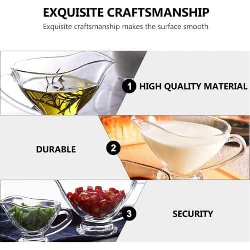 NHBR 4Pcs Clear Glass Gravy Boat Sauce Boat Seasoning Saucer Jug Western Tableware for Salad Dressings Creamer Dessert Cup