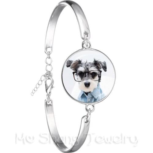 2018 New Classic Cute Chihuahua Dog Bracelet 18mm Glass Dome Silver Plated Bangle Fashion Anime Cartoon Jewelry Gift
