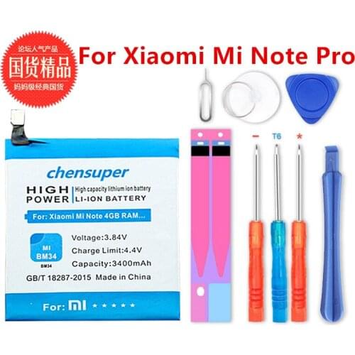 2019 new chensuper 3400mAh BM34 Mobile Phone Batteries Built-in Li-ion For Xiaomi Mi Note Pro Battery