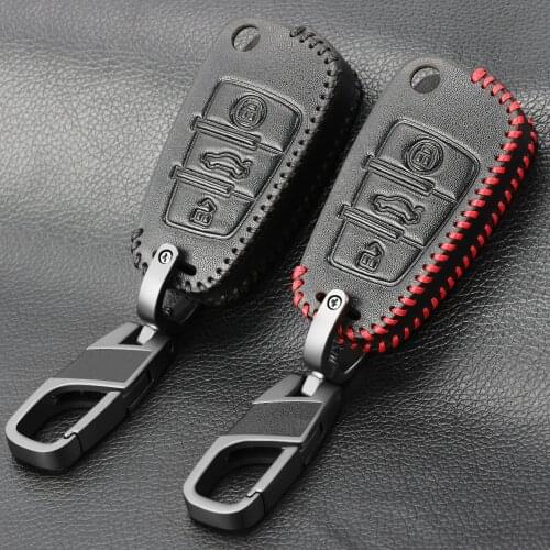 New Design Leather Auto Key Protection Cover Case For Audi C6 A7 A8 R8 A1 A3 A4 A5 Q7 A6 C5 Car Holder Shell Car-Styling