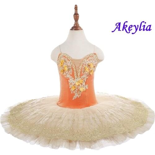 Orange ballet tutu platter sugar plum fairy professional pancake ballet tutu nutcracker For performance Flower fairy for girl
