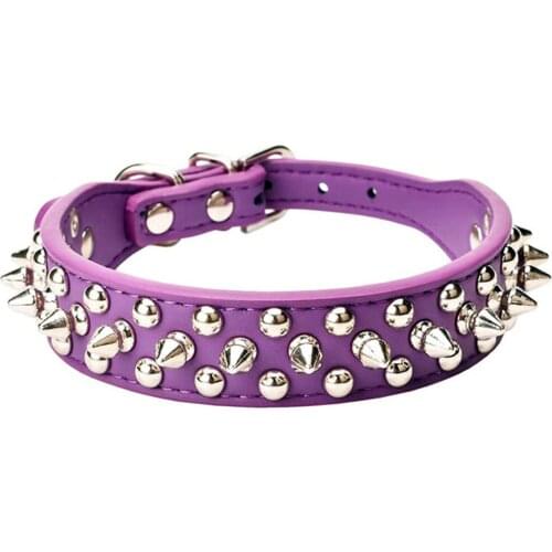 Collar Collars Adjustable Leather With Rivets 32-32cm Anti-bite Ring