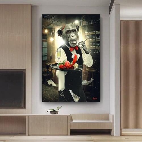 Canvas Poster Waiter Orangutan Animals Wall Art Print Picture Interesting Animals Interior Room Home Decor Canvas Painting