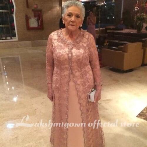 Two Piece Mother Of the Bride Dresses Plus Size With Lace Bolero Jacket Groom Mother Outfits 2020 Wedding Party Evening