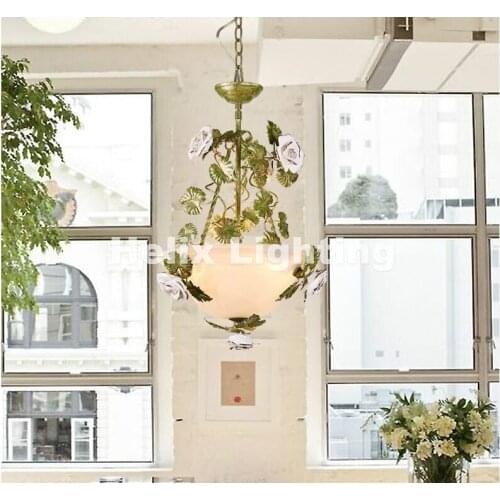 Floral Pendant Light LED Floral Pedant Lights Rose Flowers Color Lampshade Pendant LED E14 Lustres De Cristal Pendant Lamp