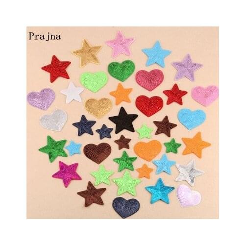 Prajna 10pcs/lot 41 Designs Of Sequin Patches Heart Stars Iron On Patches On Clothes Applique Accessories DIY Stripes On Jacket