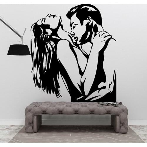 Sexy Wall Stickers For Romantic Woman Man Bedroom Decoration Living Room TV Background Wall Self-adhesive Vinyl Wall Decals Y571