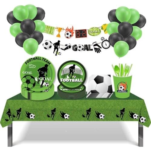 Football party theme Supplies Disposable Cartoon Cup Plates Napkins flag Kids Favors Decor Baby Shower Birthday Party Supplies